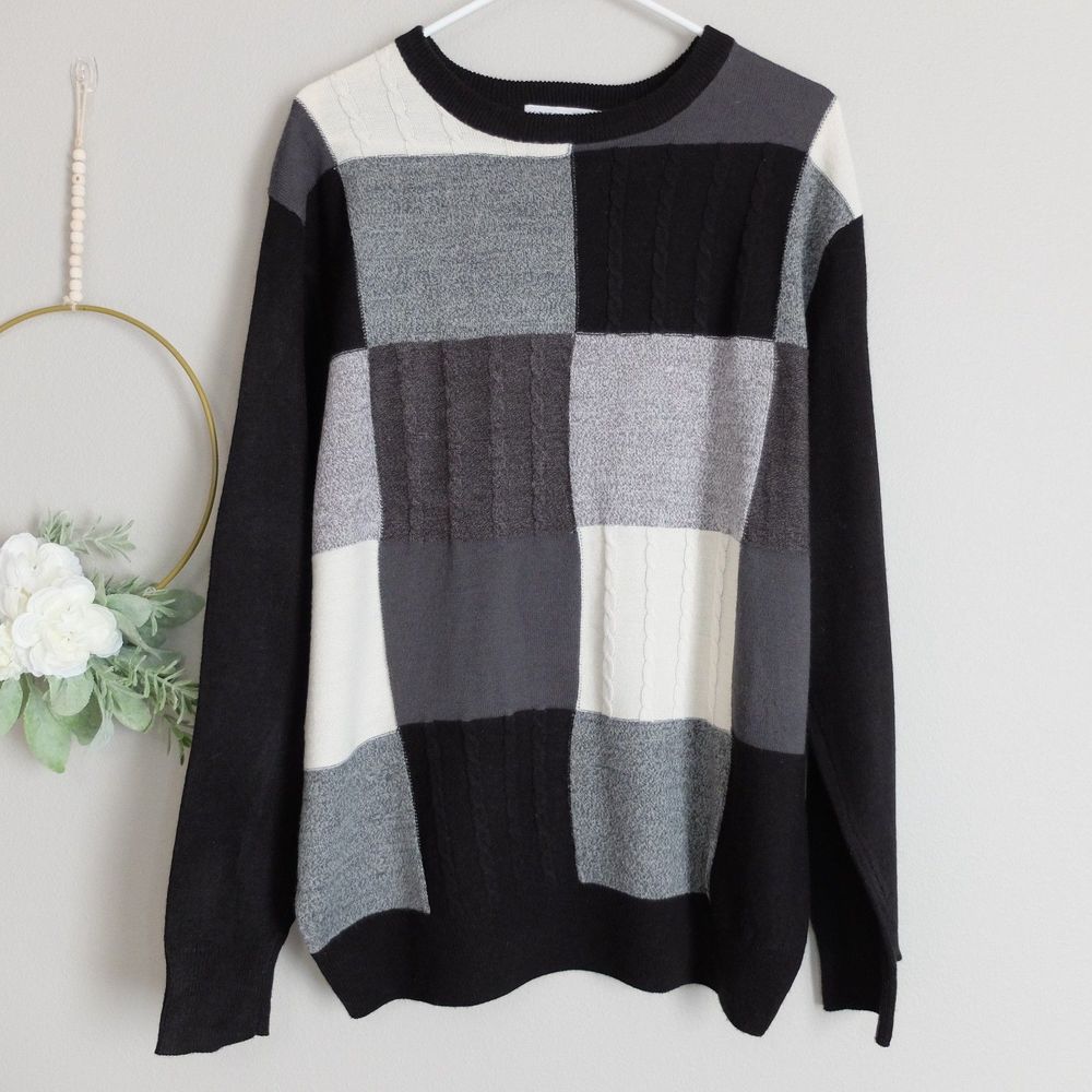 Geoffrey Beene Colorblock Long Sleeve Pullover Sweater Size XXL